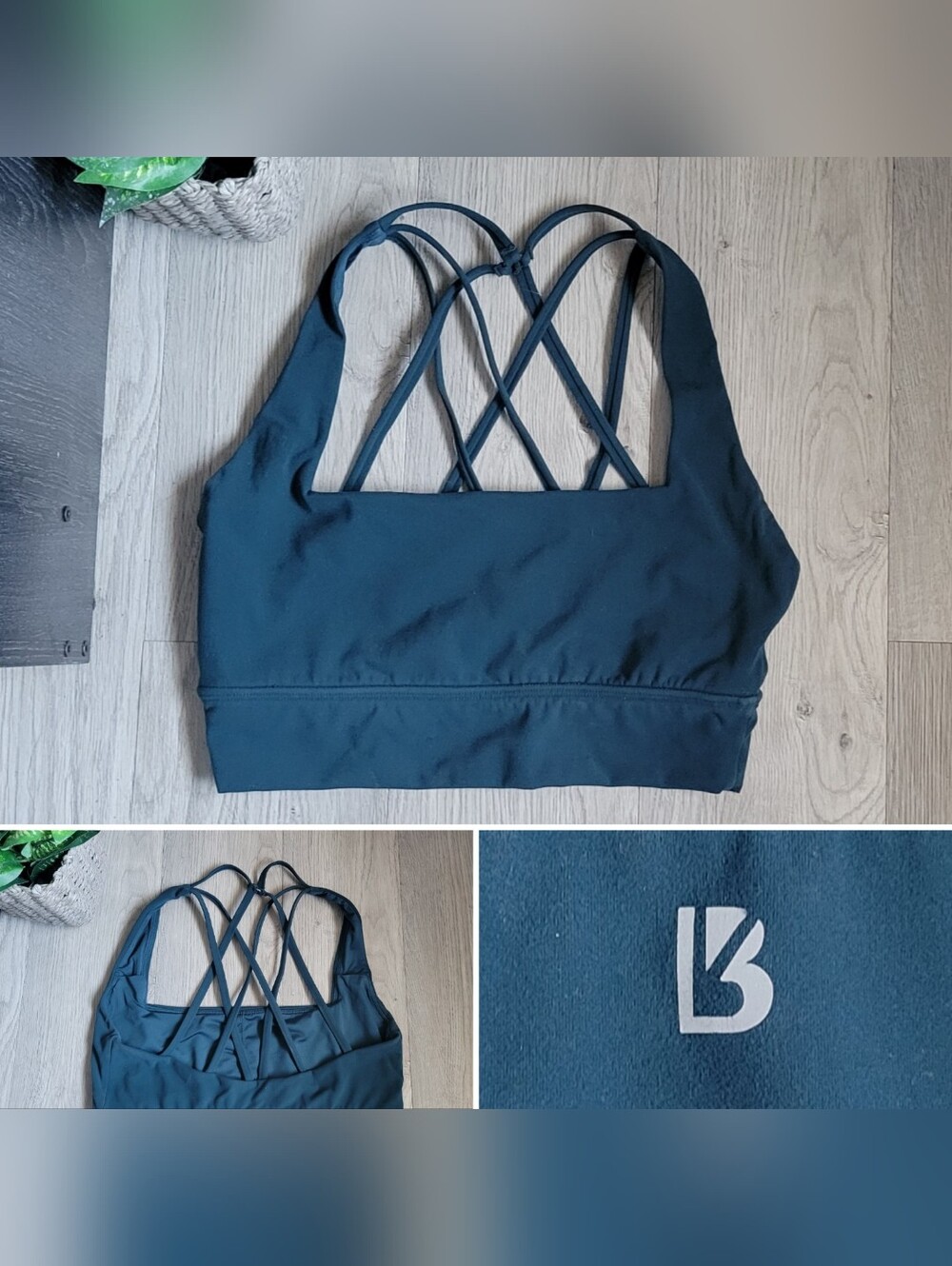 Buffbunny Revolution Collective Square Neck Strappy Dark Teal Sports Bra, Large